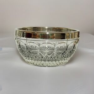 VTG William Adams Depression Glass Thumbprint Diamond Band 4 7/8" Candy Bowl